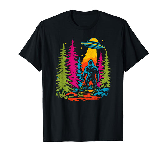 Funky Sasquatch Bigfoot Vintage UFO Abduction Cryptozoology T-Shirt