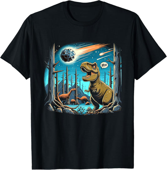 Funny Bruh Dino Dinosaur Meteor Boys Toddler T-Rex T-Shirt