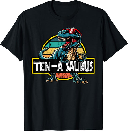 Ten A Saurus T Rex Dinosaur Birthday Party 10 Year Old T-Shirt