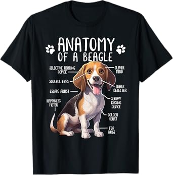Funny Beagle Anatomy Of A Beagle Dog Owner Cute Pet Lover T-Shirt for Men Women Girls Kids