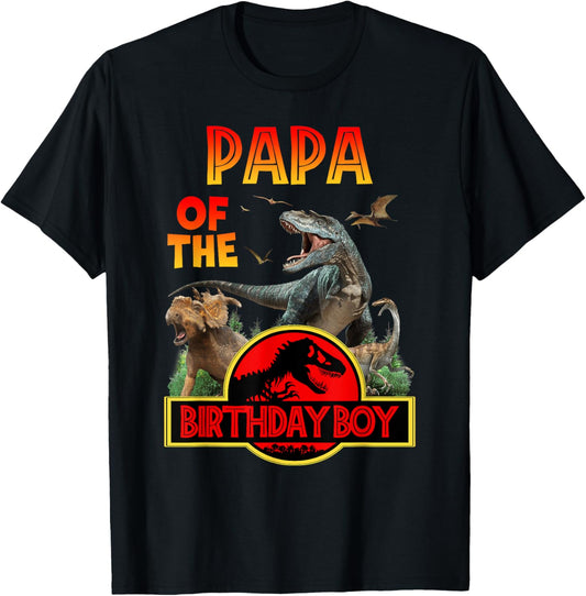 Papa of the Birthday Boy T-Rex Dinosaur Birthday Party T-Shirt