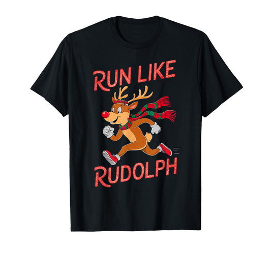 Reindeer Rudolph Christmas Running Runner Costume Marathon T-Shirt