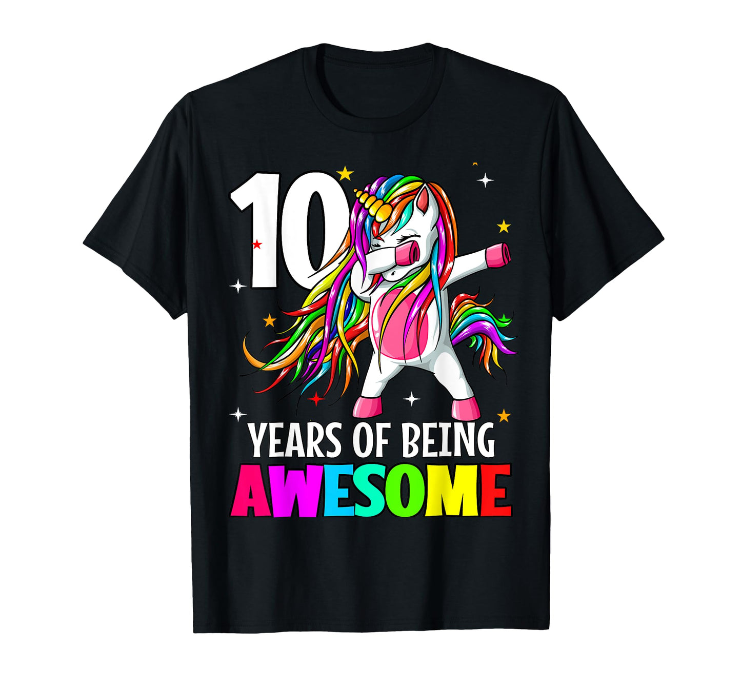 10th Birthday Dabbing Unicorn Party Gift 10 Years Old Girls T-Shirt