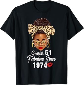 Chapter 51 Fabulous Since 1974 51st Birthday Women Leopard T-Shirt