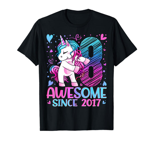 8 Year Old Unicorn Gifts For Girls 8th Birthday Girl Party T-Shirt