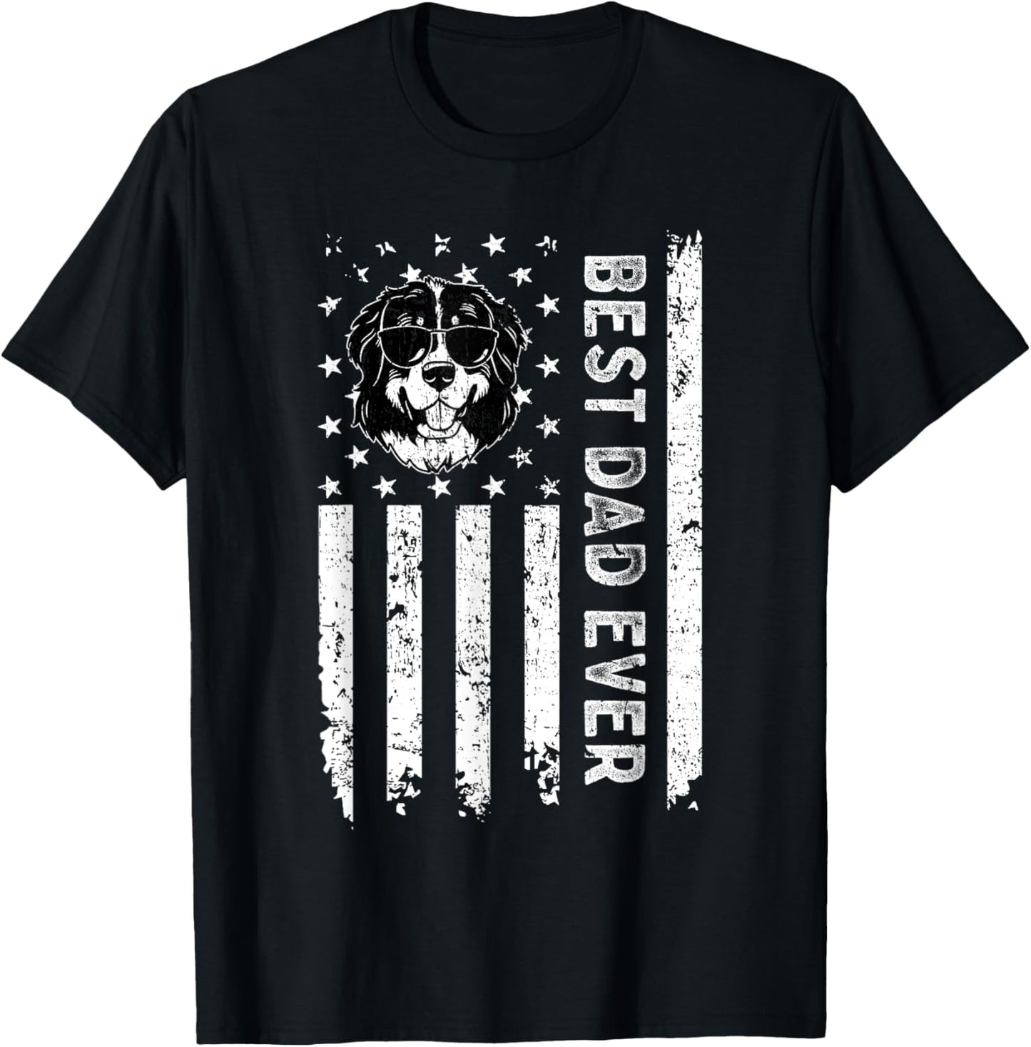 Best Bernese Mountain Dog Dad Ever Fathers Day USA Flag T-Shirt