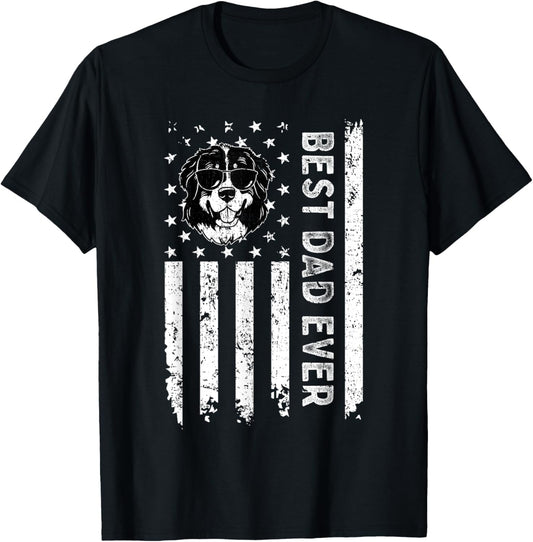 Best Bernese Mountain Dog Dad Ever Fathers Day USA Flag T-Shirt