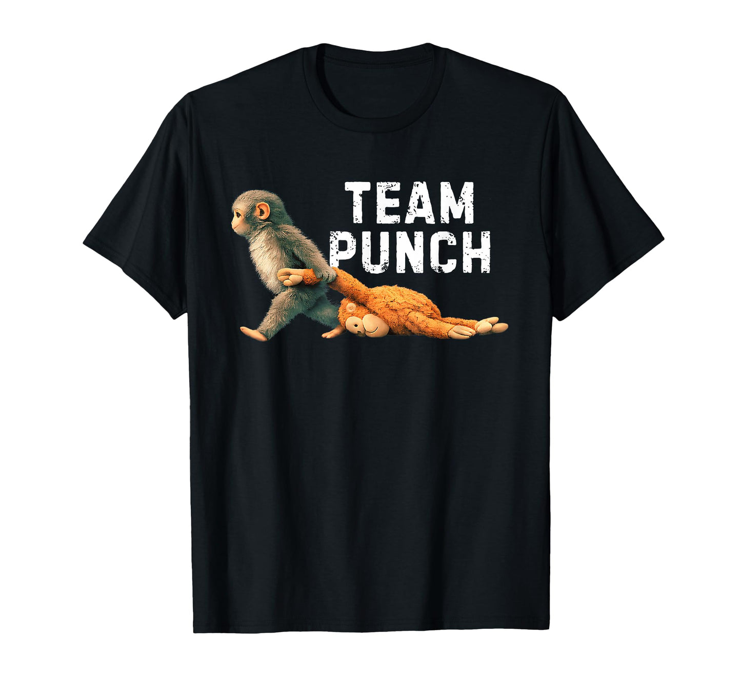 Team Punch Baby Monkey Punch Trend Meme Graphic T-Shirt - T-Shirt | Black