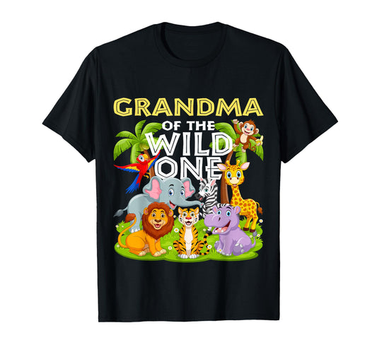 Grandma Of The Wild One Birthday Zoo Animal Safari Jungle T-Shirt
