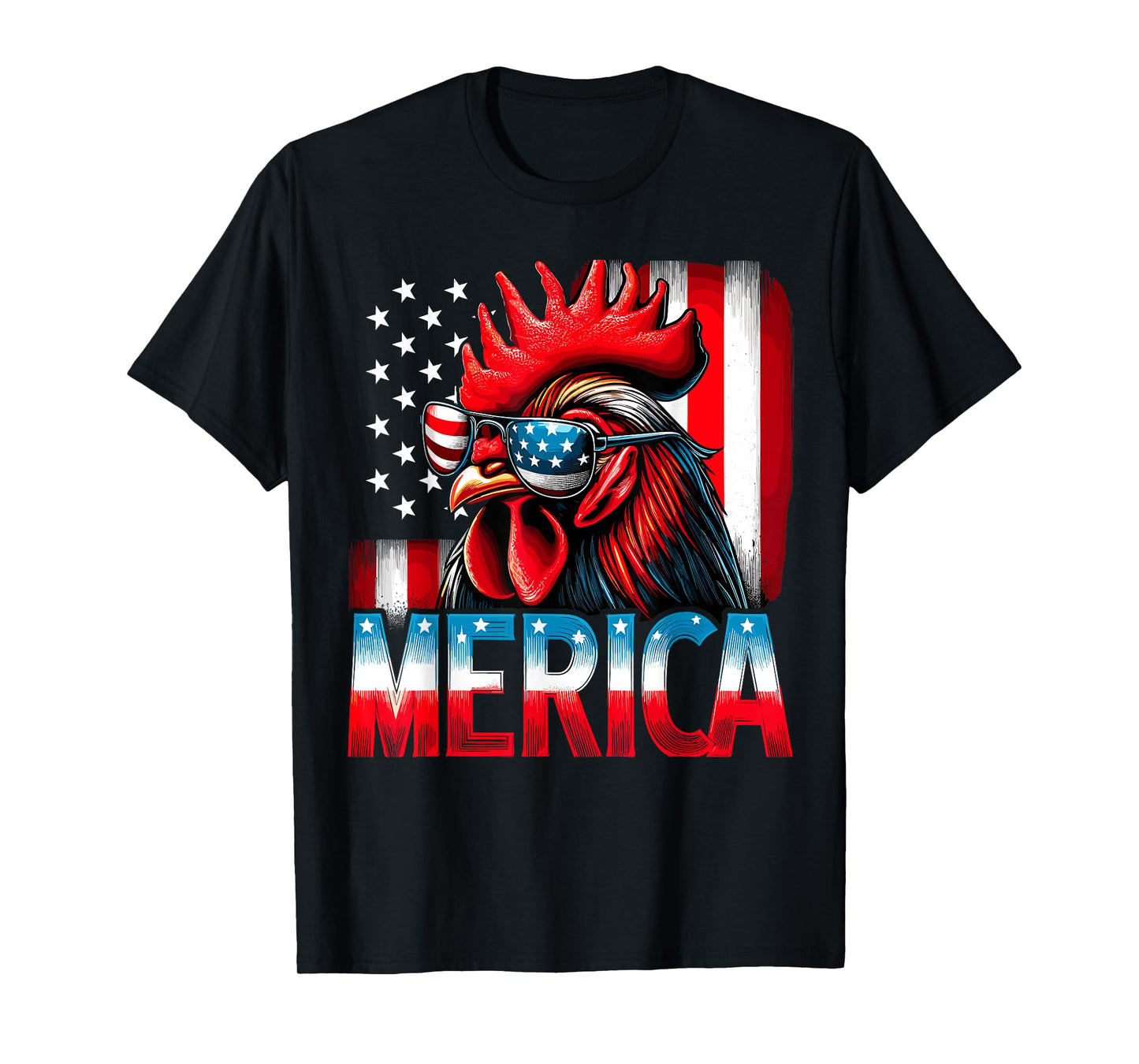 Patriotic Chicken USA Flag Merica Chicken 4th of July Women Kids Men T-Shirt