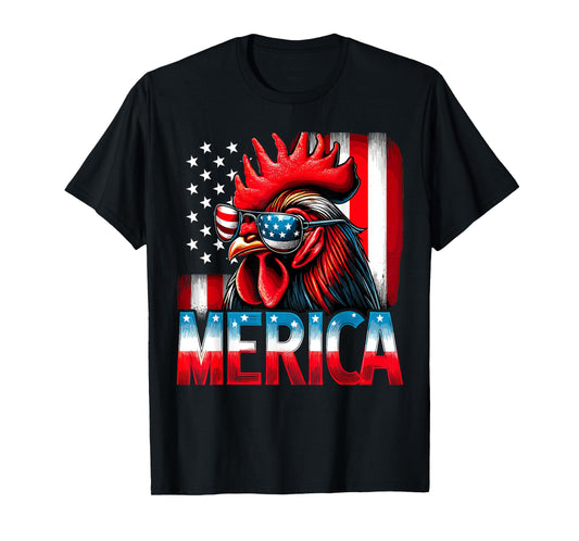 Patriotic Chicken USA Flag Merica Chicken 4th of July Women Kids Men T-Shirt