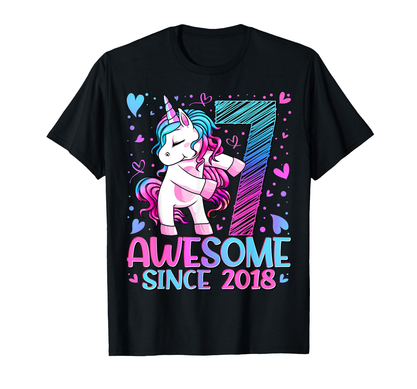 7 Year Old Unicorn Gifts For Girls 7th Birthday Girl Party T-Shirt