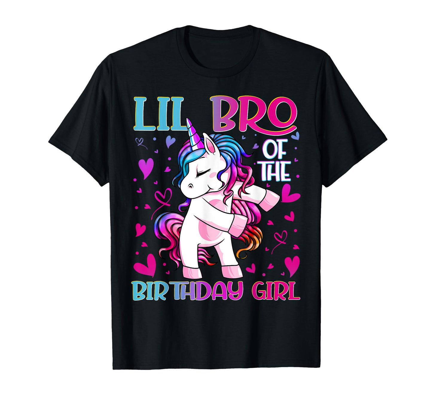 Lil Bro of the Birthday Girl Flossing Unicorn Little Brother T-Shirt