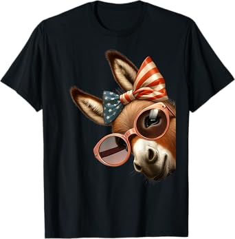 Donkey 4th Of July Patriotic Horse with Usa American Flag T-Shirt