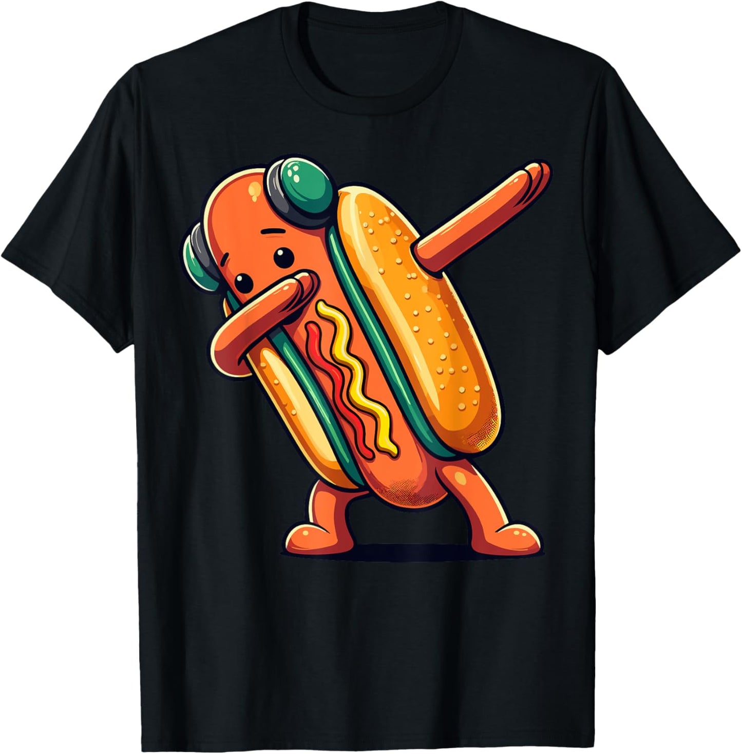 Cute Dabbing Hot Dog Design For Kids Men Women Dancing Food T-Shirt