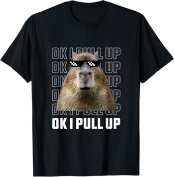Ok I Pull Up Capybara Tee - Unisex Adult - Black - Small - Short Sleeve - Classic Fit - Halloween - Modern Funny Tee