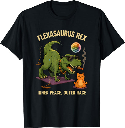 T-Rex Yoga Humor Funny Dinosaur Yoga Pose Design T-Shirt