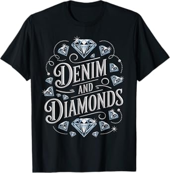 Denim and Diamonds Cowgirl Glam Western Rodeo Party Women T-Shirt