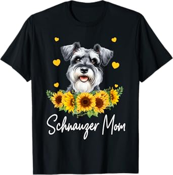 Womens Sunflower Schnauzer Mom Dog Lover T-Shirt