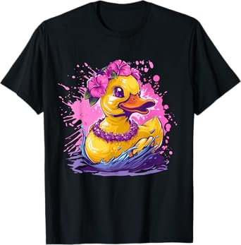 Rubber Duck Hawaiian Hawaii Watercolor Rubber Duckling T-Shirt