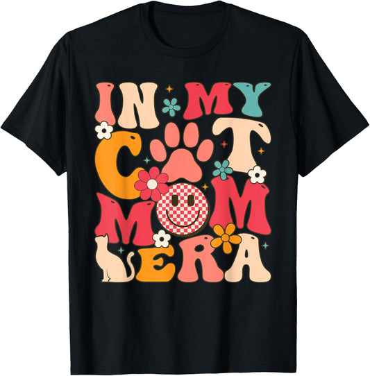 In My Cat Mom Era Cute Cat Mom Groovy Retro T-Shirt