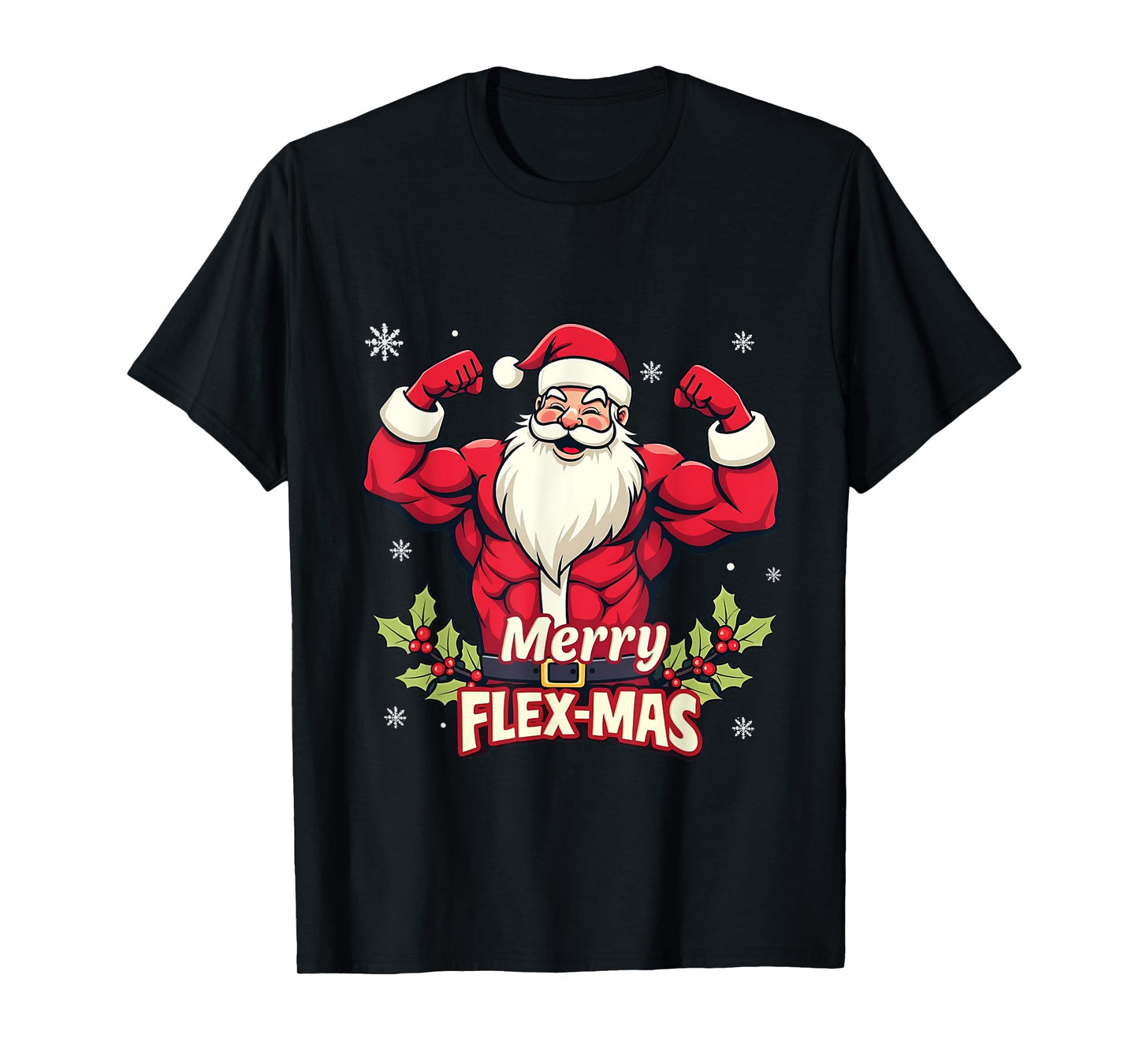 Merry Flex-Mas Muscles For Christmas Santa Fitness Gym Xmas T-Shirt