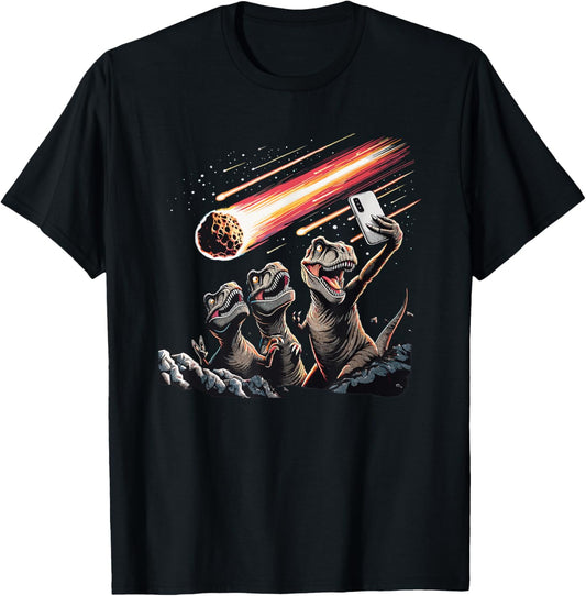 Dinosaur T-Rex Selfie Novelty Men Kids Women Funny Dinosaur T-Shirt