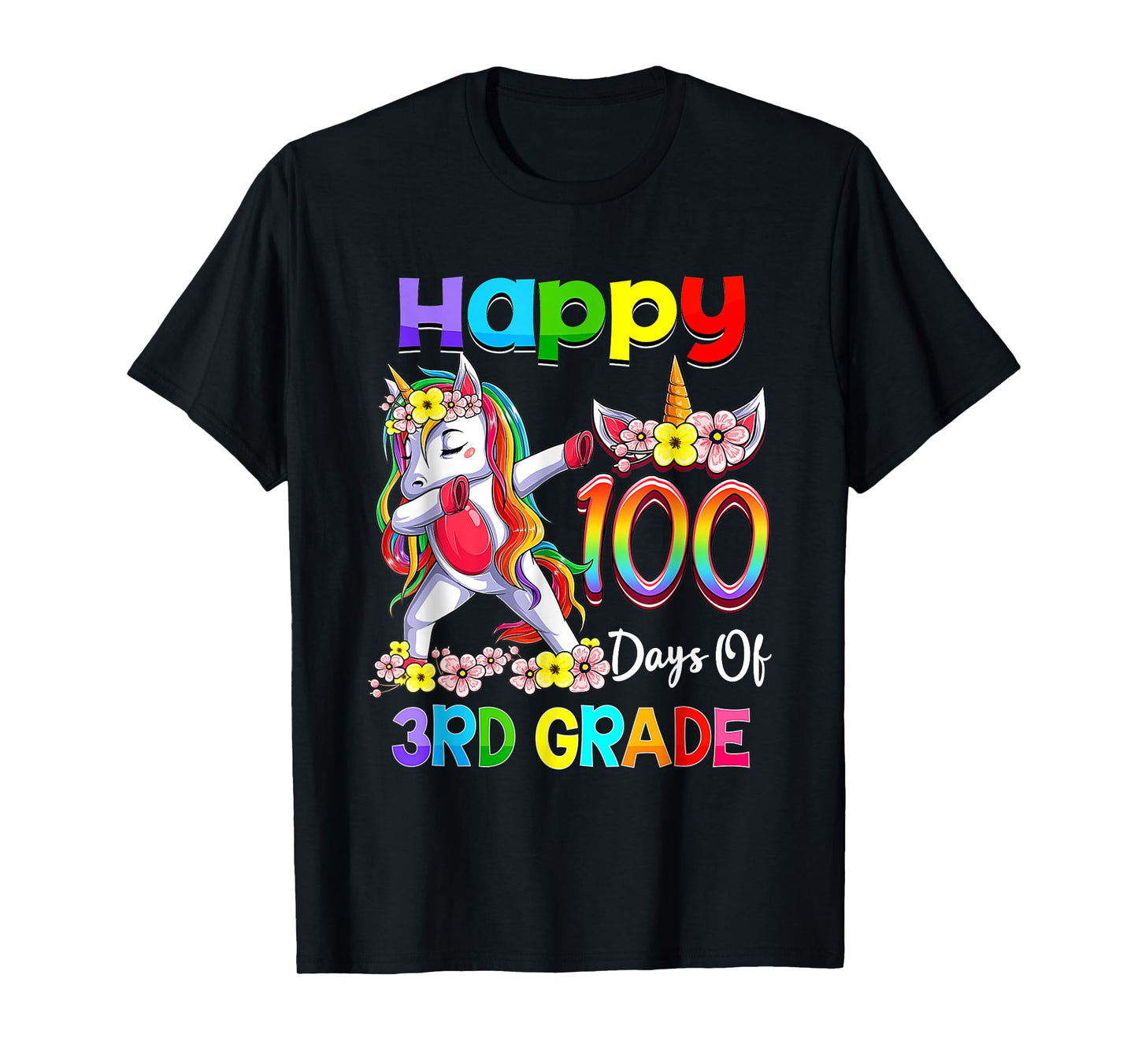 Dabbing Unicorn 100th Day Of School 3rd Grade Girls Teacher T-Shirt