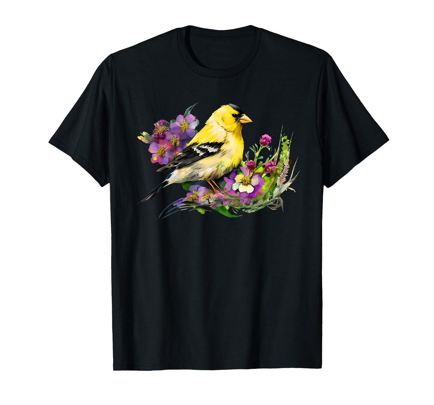 American Goldfinch Wild Backyard Birds Flower Garden Birders T-Shirt