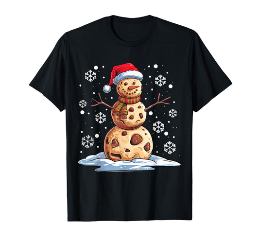 Chocolate Chip Cookies Snowman Santa Hat Christmas Funny T-Shirt