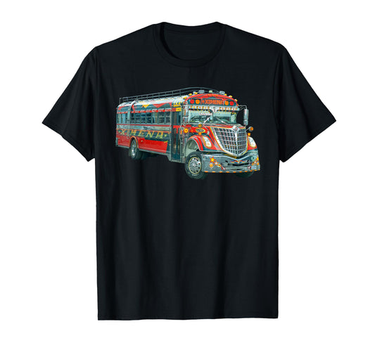 Chicken Bus Guatemala Chapin Quetzal Antigua Tikal Maya 502 T-Shirt