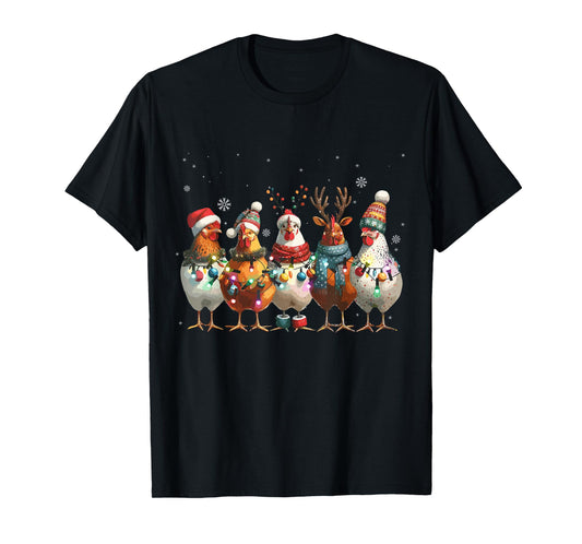 Christmas Lights Chicken Santa Funny Xmas Tree Chicken T-Shirt