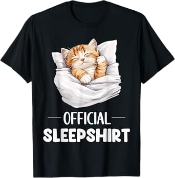 Official Sleepshirt Cute Sleeping Cat Pet Lovers Pajama Men Women Girls Kids T-Shirt