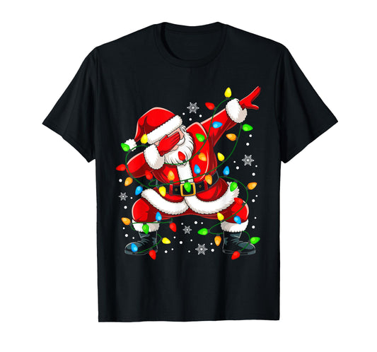Boys Santa Shirt For Kids Toddler Funny Christmas Lights T-Shirt