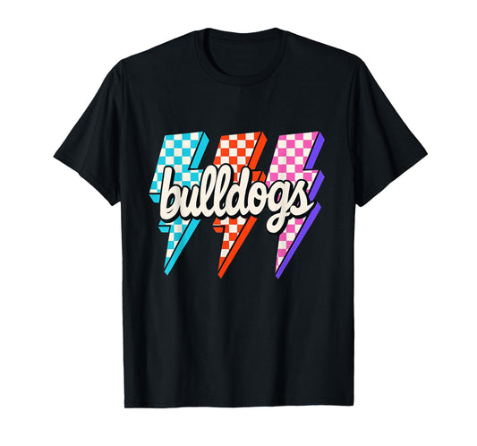Team Spirit Bulldogs Checkered Mascot Back to School T-Shirt