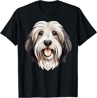 Cute Bearded Collie Face Cartoon Puppy Dog Lover T-Shirt