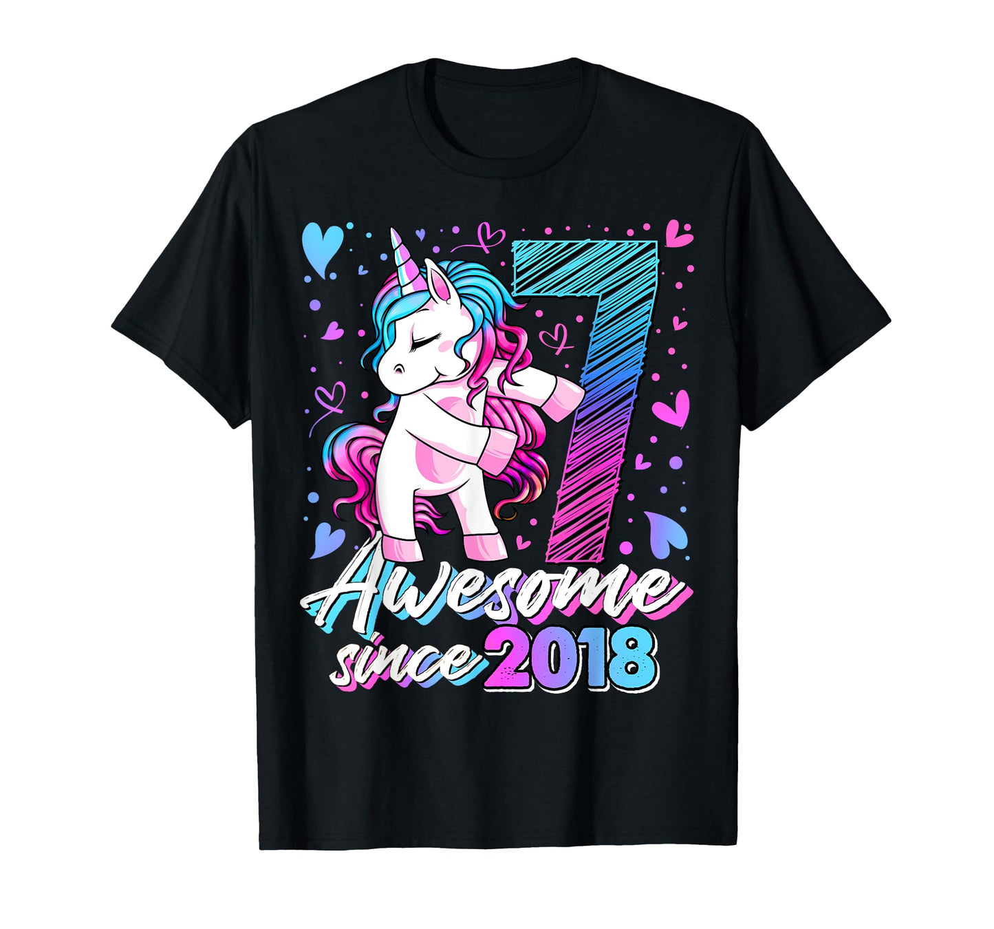 7 Year Old Unicorn Gifts For Girls 7th Birthday Girl Party T-Shirt