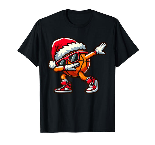 Dabbing Basketball Ball Christmas Funny Toddler Boys Pajamas T-Shirt