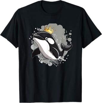 A Royal Splash with this Crowned Orca Design T-Shirt