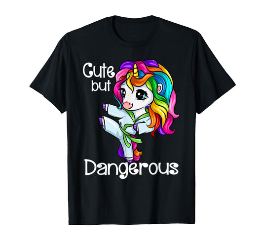Cute But Dangerous Funny Karate Unicorn Girl T-Shirt