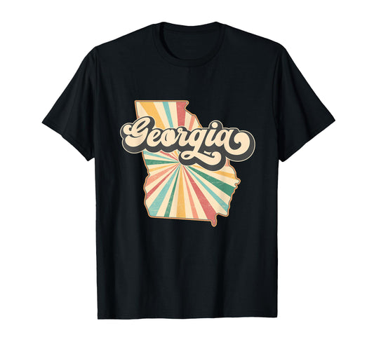 Georgia State Map - Retro Map Flag Souvenir Men Women Kids T-Shirt