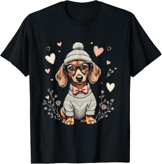 Cute Dachshund Dog Cozy Sweater Aesthetic Art Costume T-Shirt