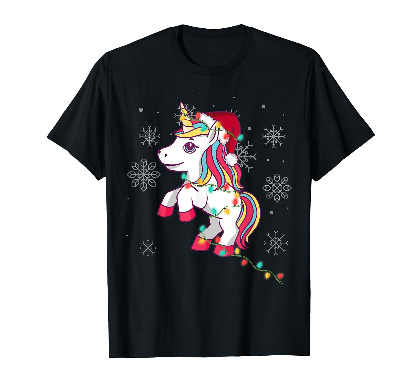 Cute Unicorn Christmas Lights for Girls and Women Christmas T-Shirt