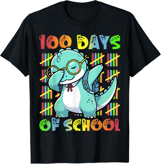 100 Days of School Dabbing Dinosaur 100th Day Of School Kids T-Shirt