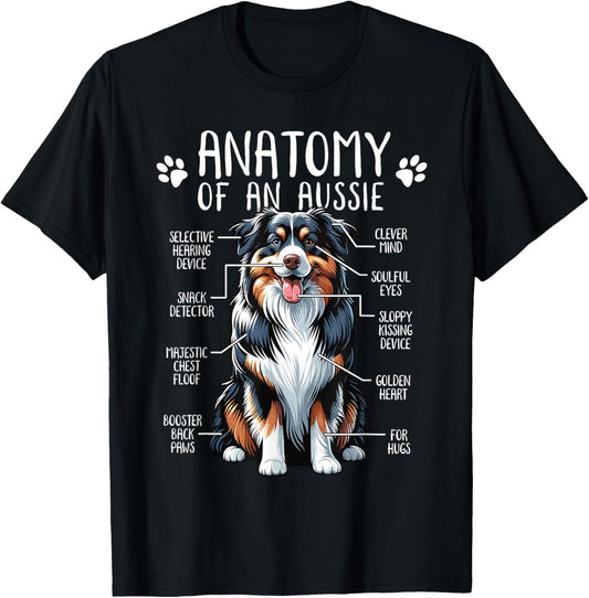 Funny Anatomy Australian Shepherd Dog Lover Aussie Owner T-Shirt