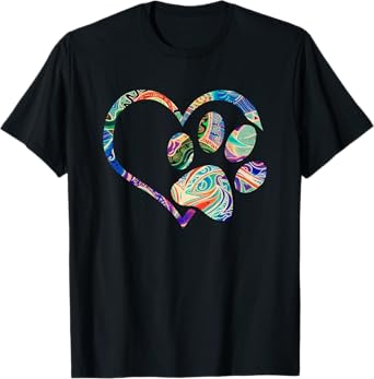 Animal Rescue Shirt Dog Paw Print Tie Dye Rainbow Dog Love Men Women Girls Kids T-Shirt