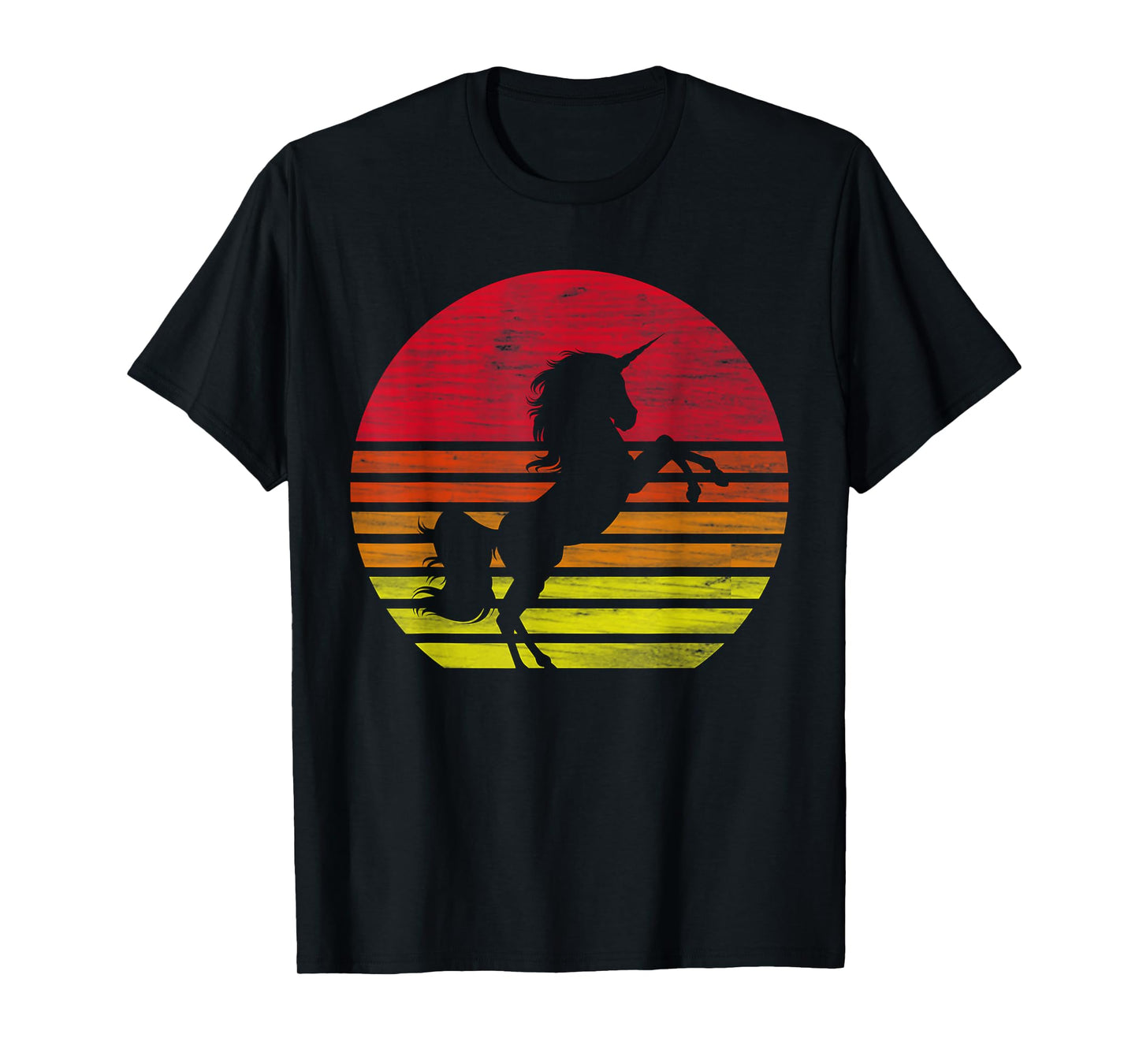 Einhrner Geschenke Retro Unicorn Silhouette T-Shirt - Unisex-Adults, Black, Small