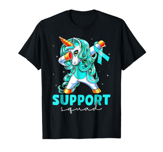 Support Squad Sexual Assault Awareness Teal Unicorn T-Shirt