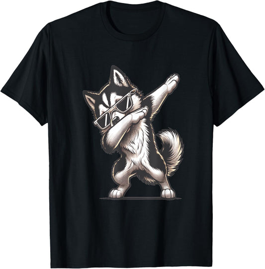 Dab Alaskan Husky Dancing Dabbing Dog T-Shirt