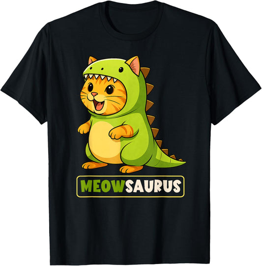 Cat Dinosaur Costume Trex Animal Lover Meow Saurus Mom Dad T-Shirt